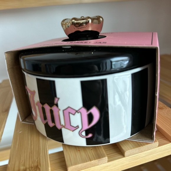 Juicy Couture Black And White Stripe Ceramic Trinket Jar – Modern Y2K Moment - Picture 4 of 6